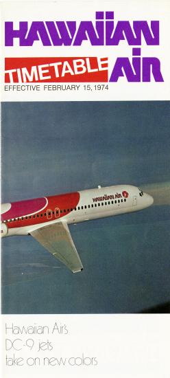 Hawaiian Airlines Timetable 1974