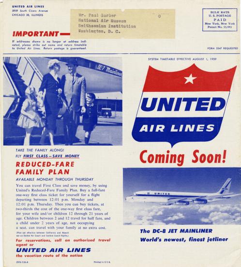 United Airlines Timetable 1959