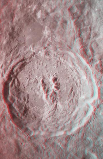 King Crater on the Moon in 3-D