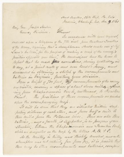 Letter by Colonel William F. Small (Page One)