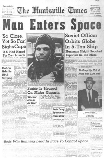 Newspaper clip for Yuri Gagarin