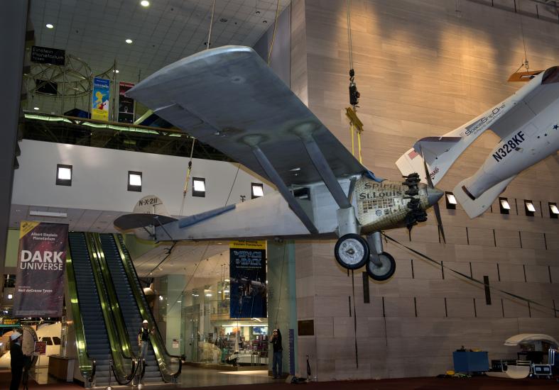 <em>Spirit of St. Louis</em> lowered for conservation