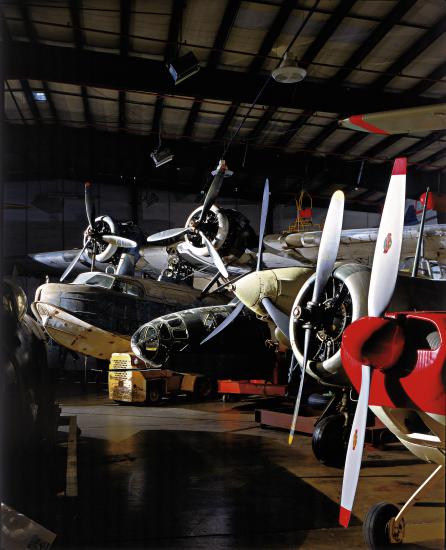 Storage area, airplane noses at the Garber Facility