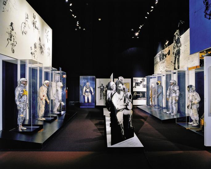 A former museum exhibit which featured many spacesuits used in both rocketry and spaceflight.