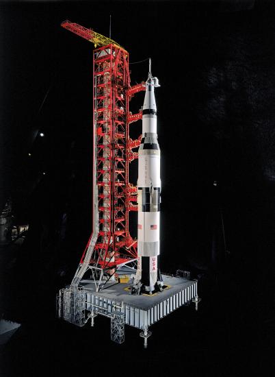 Saturn V rocket model in Apollo to the Moon