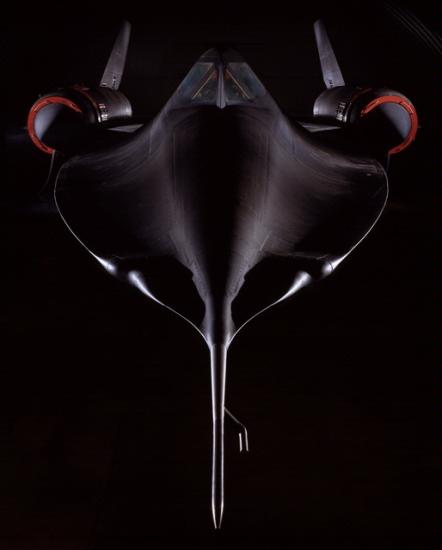 Lockheed SR-71 Blackbird in a storage hangar at Dulles International Airport