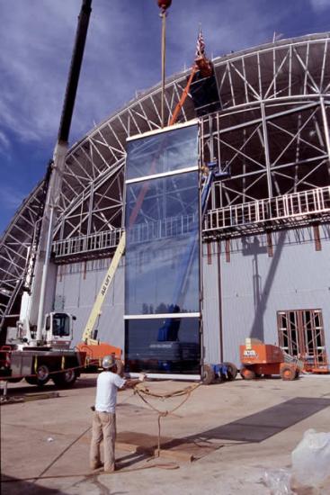 Glass for the south end of the Aviation Hangar