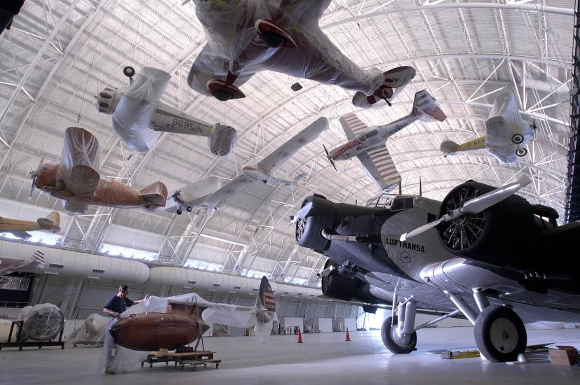 Airplanes Being Hung at the Udvar-Hazy Center