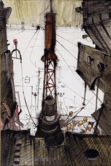 Escape Tower, Painting by Robert T. McCall