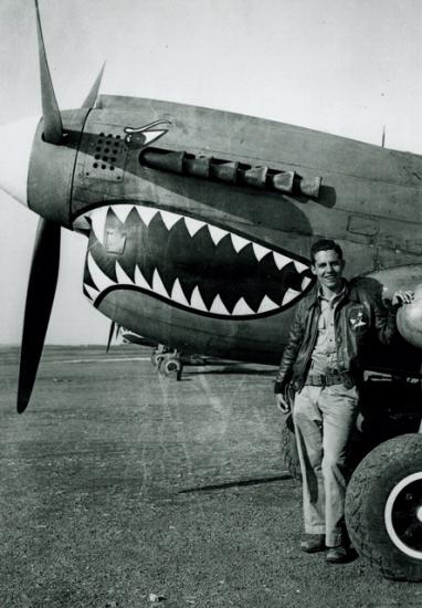 Don Lopez with a Curtiss P-40 in China