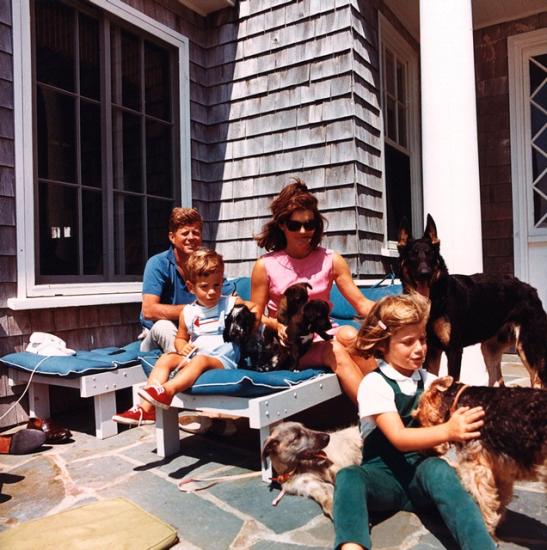 Caroline Kennedy with her family, including two of Pushinka’s puppies.