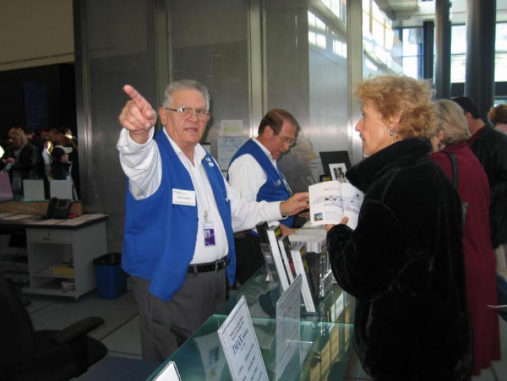 Visitor Services giving assistance at Udvar-Hazy