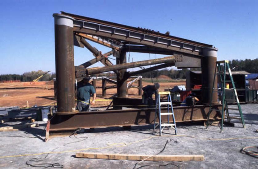 Heavy steel in Udvar-Hazy Center thrust block