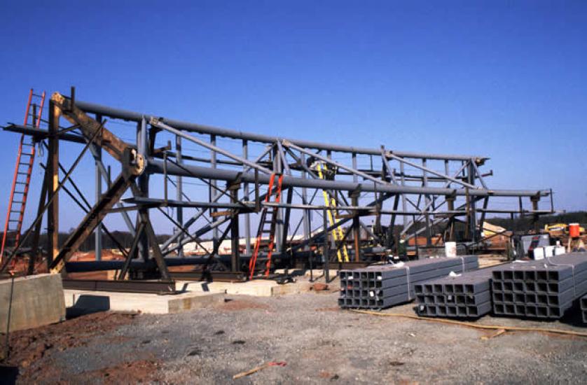 Udvar-Hazy Center truss being assembled in a jig