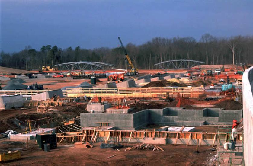 Wide view of Udvar-Hazy Center construction