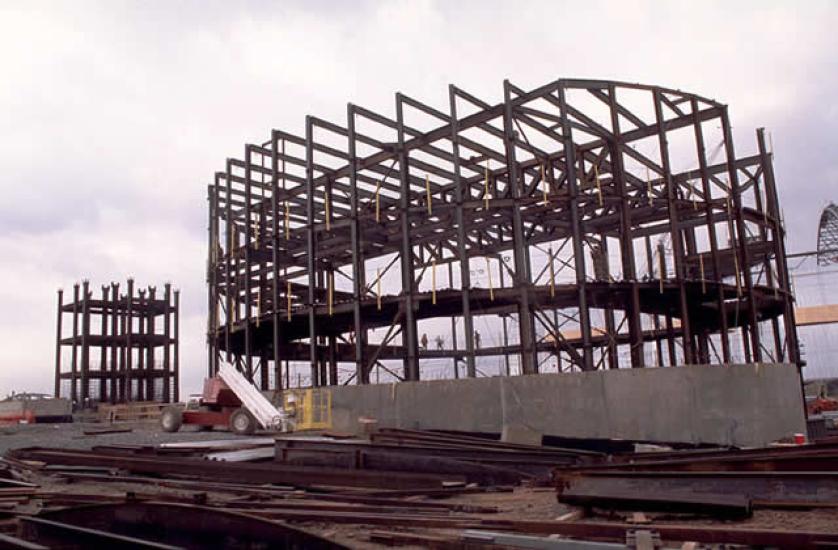 Theater rising near the Udvar-Hazy Center entrance