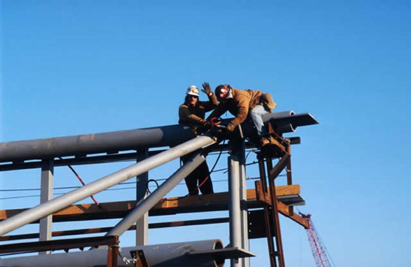 Udvar-Hazy Center steel workers in the air