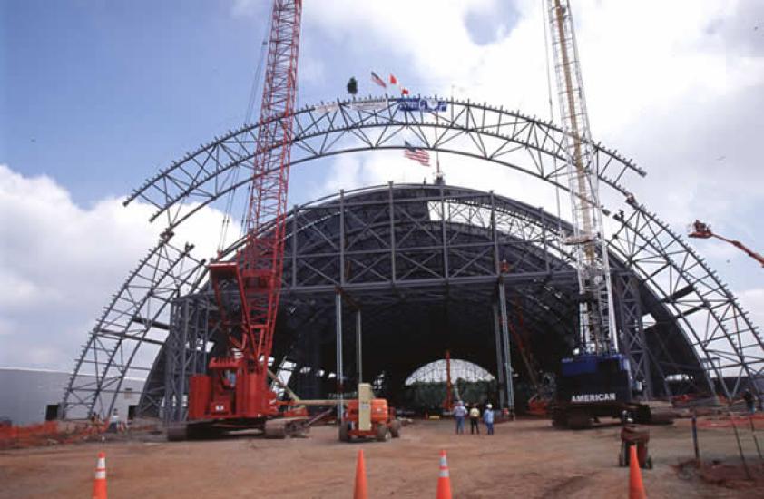 An Udvar-Hazy Center truss comes together