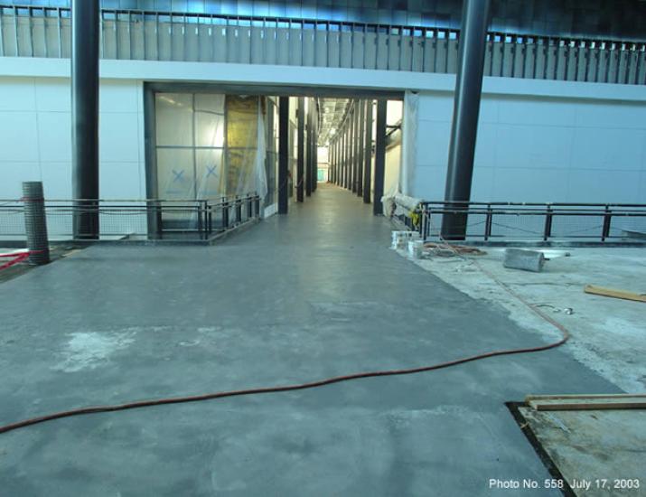 Floor of hall by  food court and shops