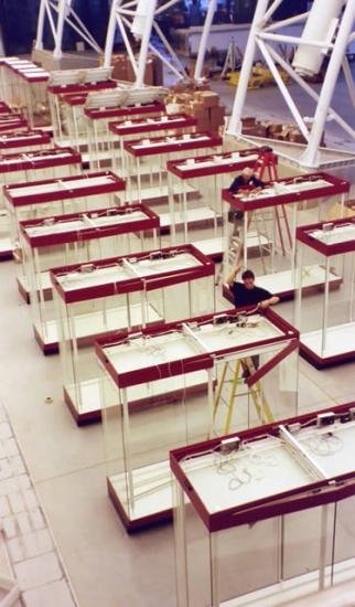 Udvar-Hazy Center display cases at the ready