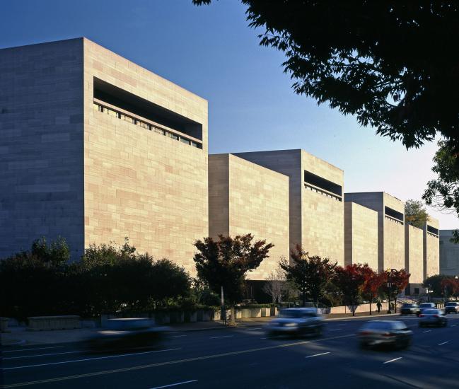 Sunlit view of the north side of the Museum building.