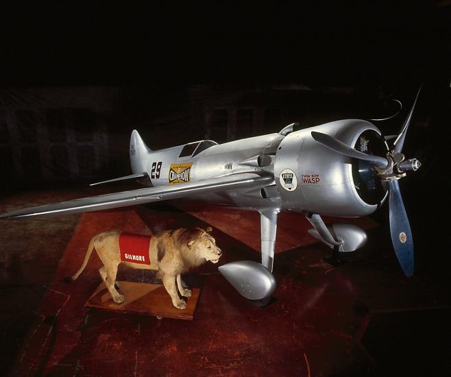 Turner RT-14 with Roscoe Turner's lion, Gilmore at the Udvar-Hazy Center