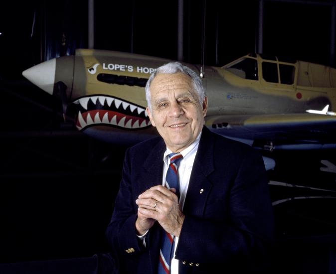 Donald Lopez with Curtiss P-40