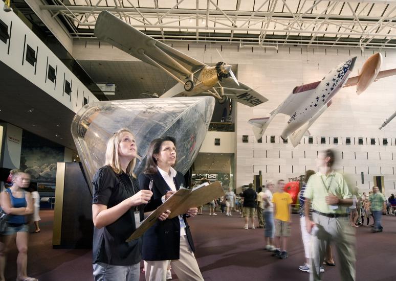 Intern Claire Pope and Beatrice Mowry at the National Air and Space Museum