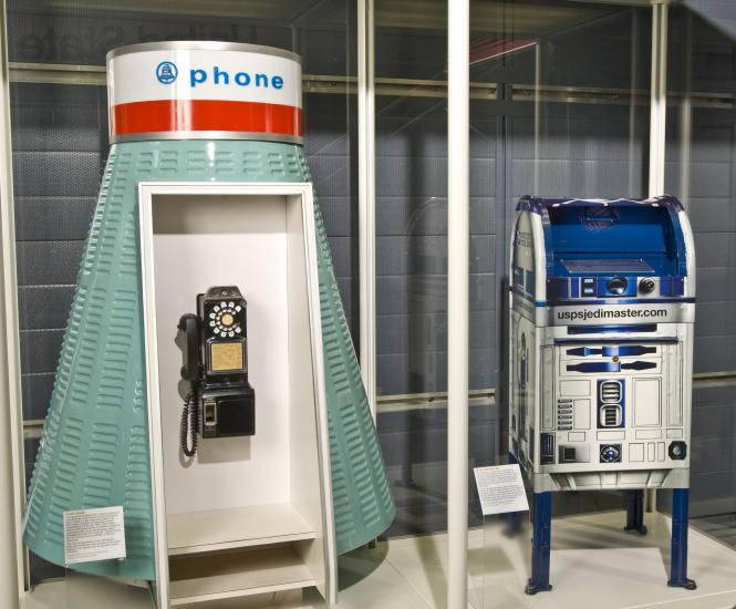 R2D2 mail box and Mercury Phone Booth at the Steven F. Udvar-Hazy Center