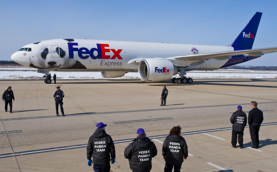 Panda Plane & Crew Awaits Transport of Tai Shan