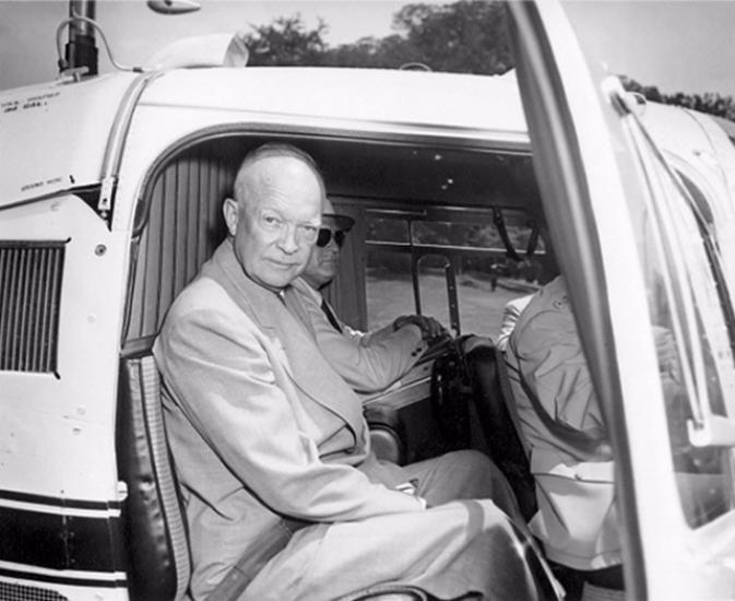 Eisenhower in the Bell H-13J