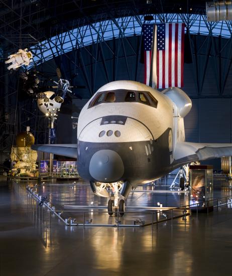 Front-facing view of the nose of the Space Shuttle Enterprise.