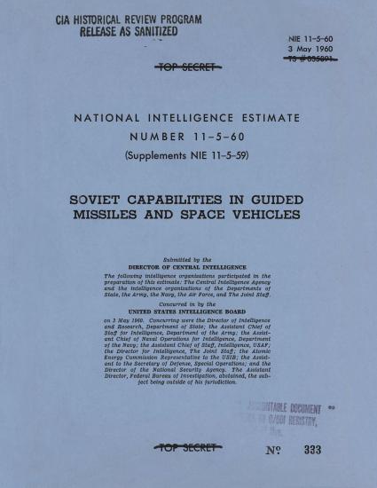 CIA Estimate - Soviet Space Program