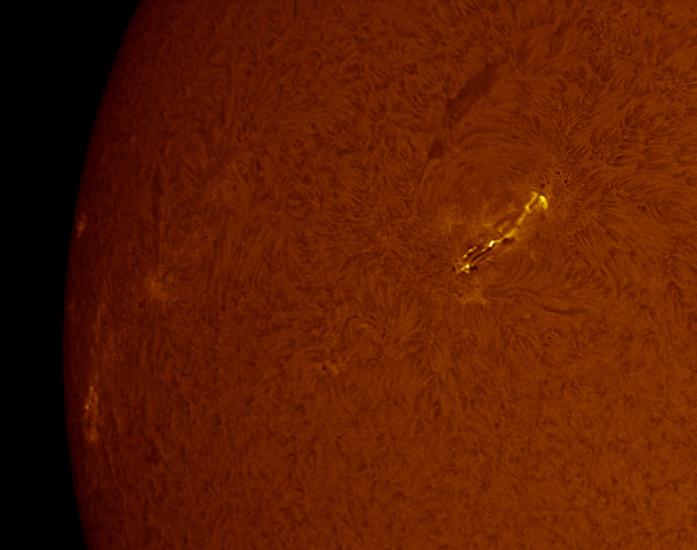 Close-up view of a solar flare on the Sun's chromosphere.