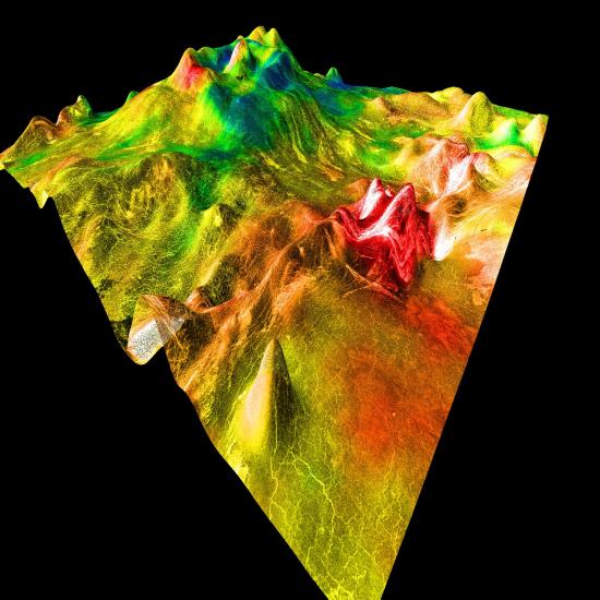 Topographic 3D View of the Surface of Venus