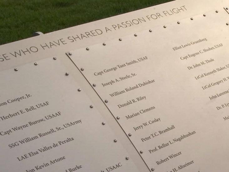 Close Up View of Names on the Wall of Honor