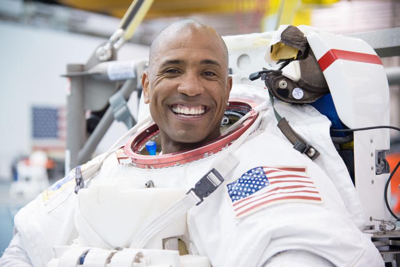 Astronaut Victor Glover training at the NASA Neutral Buoyancy Lab, 2014.