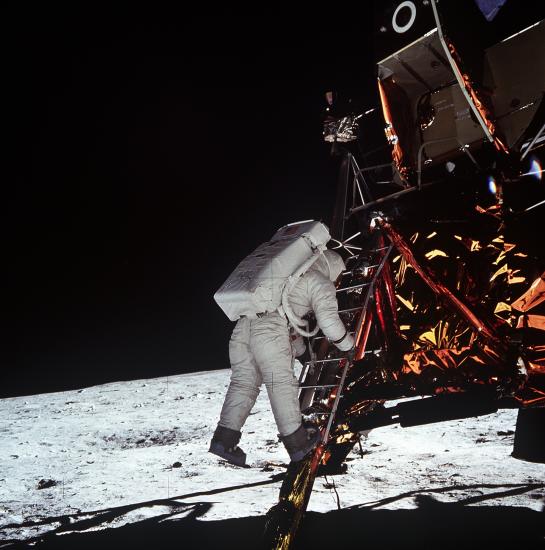 Apollo 11: Astronaut Edwin Aldrin Descends Steps of Lunar Module