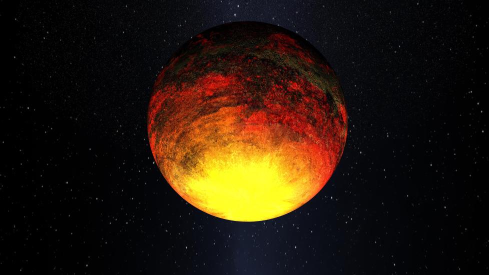 An artist’s impression of the extremely hot exoplanet Kepler-10b.