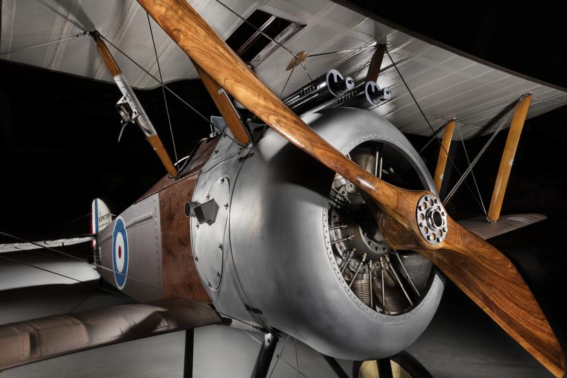 Front-side view of engine on Sopwith F.1 Camel aircraft