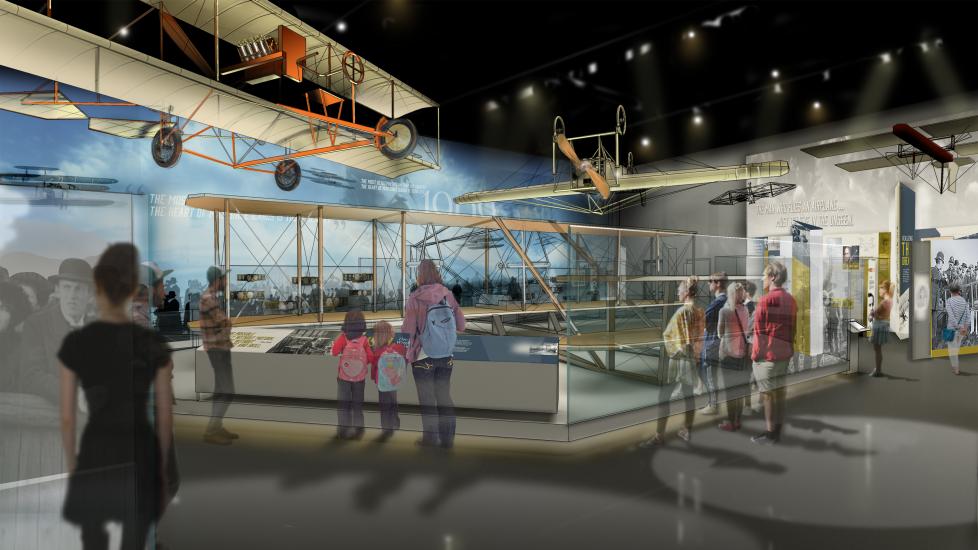 Artist rendering of an upcoming exhibit about flight prior to World War I.