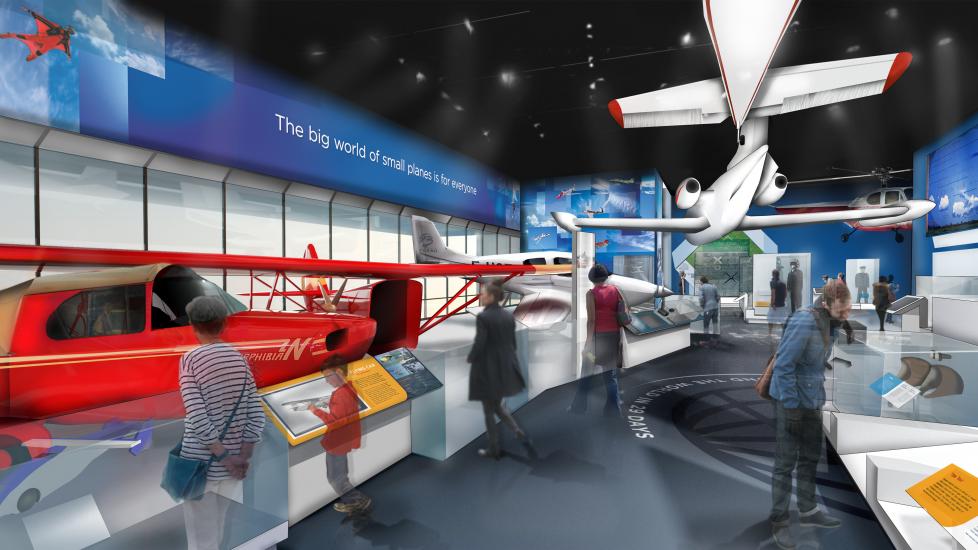 Artist rendering of an upcoming exhibit about general aviation.