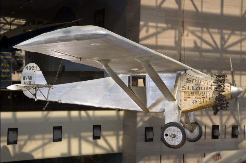 Ryan NYP Spirit of St. Louis on display in the Boeing Milestones of Flight Hall