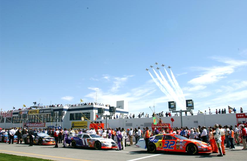 View at NASCAR, planes take off. 