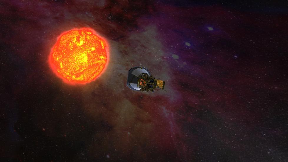 Artist rendering of Solar Probe Plus approaching the Sun