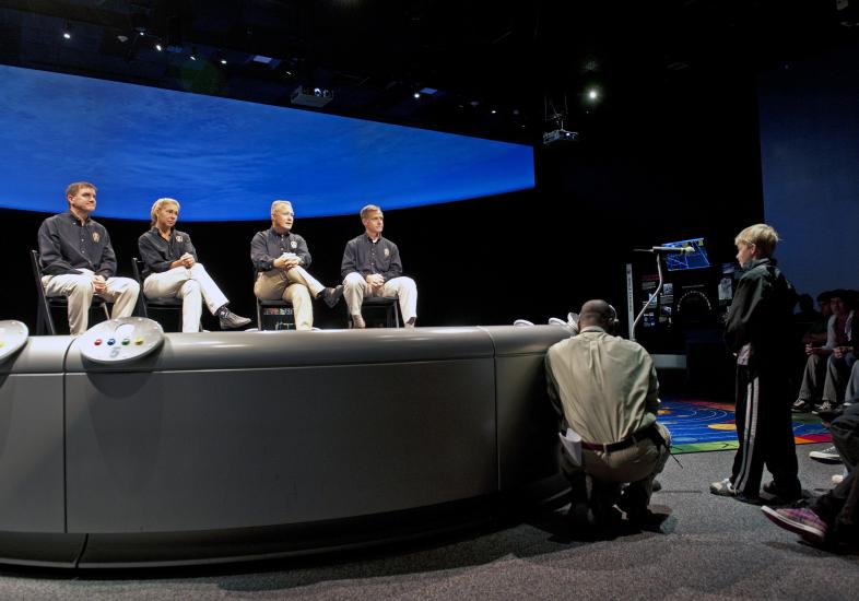 Boy Asks Question of Space Shuttle Atlantis Crew