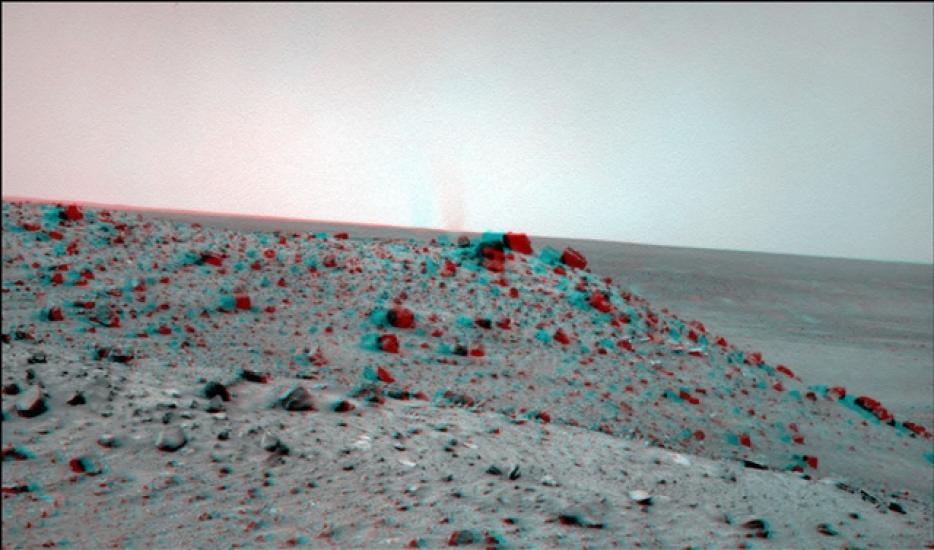 3D Anaglyph of Martian Dust Devil