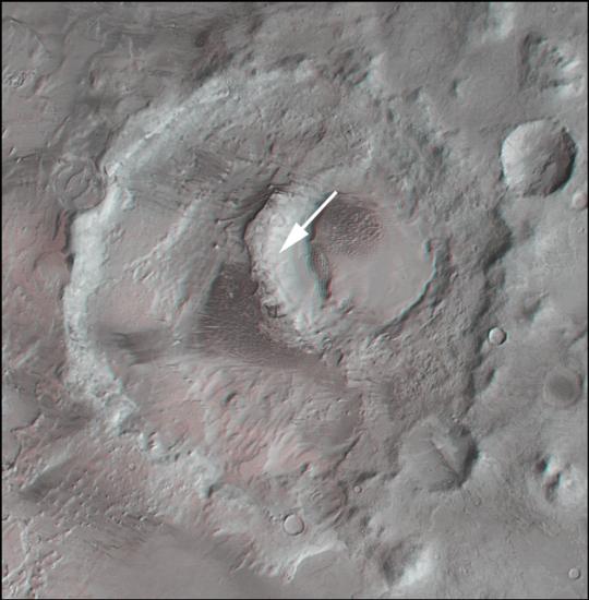 3D Anaglyph of Hooke Crater on Mars