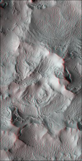 3D Anaglyph of Complex Terrain in Lycus Sulci