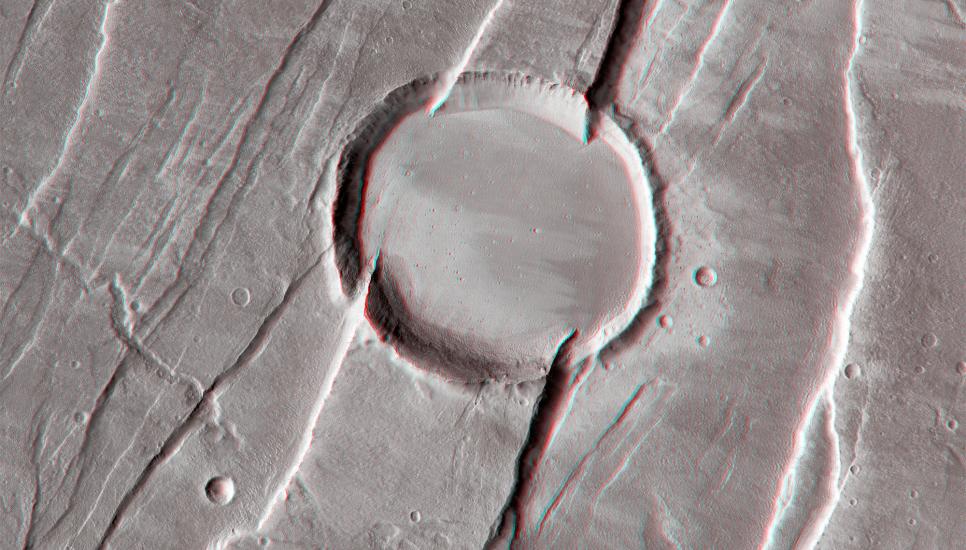 3D Anaglyph of Tantalus Fossae on Mars